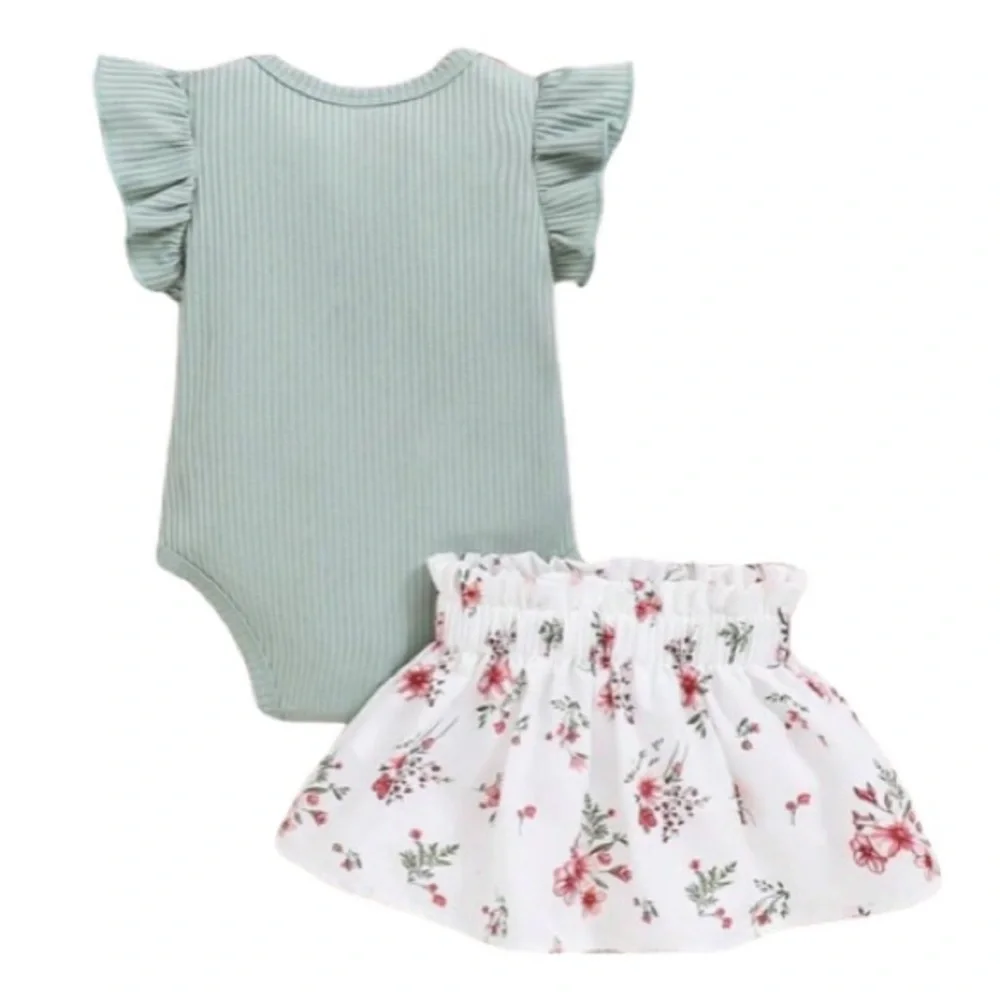 🆕Mama's Mini Baby Matching Outfit Set - Green and White - NEW